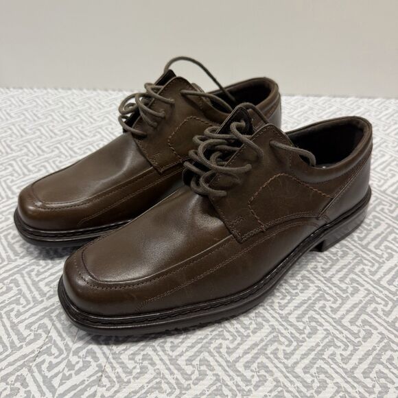 Ara Men Gero Brown Leather Derby Dress Shoes US 8 M Apron Toe Oxford Macchiato